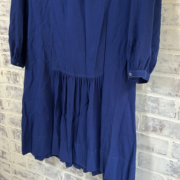 Anthropologie Sz 4 Dubois Embroidered Blue Tunic Dress Button Down Boho Cottage - Picture 10 of 10